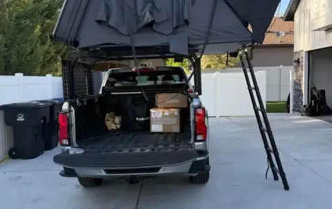 Overland set up - roof top tent, annex, and rack