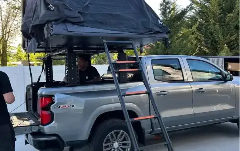 Overland set up - roof top tent, annex, and rack