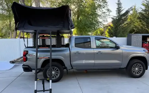 Overland set up - roof top tent, annex, and rack